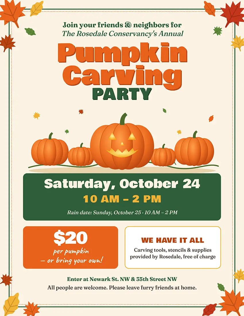 Rosedale 2026 Pumpkin Carving Party and Pumpkin Patch